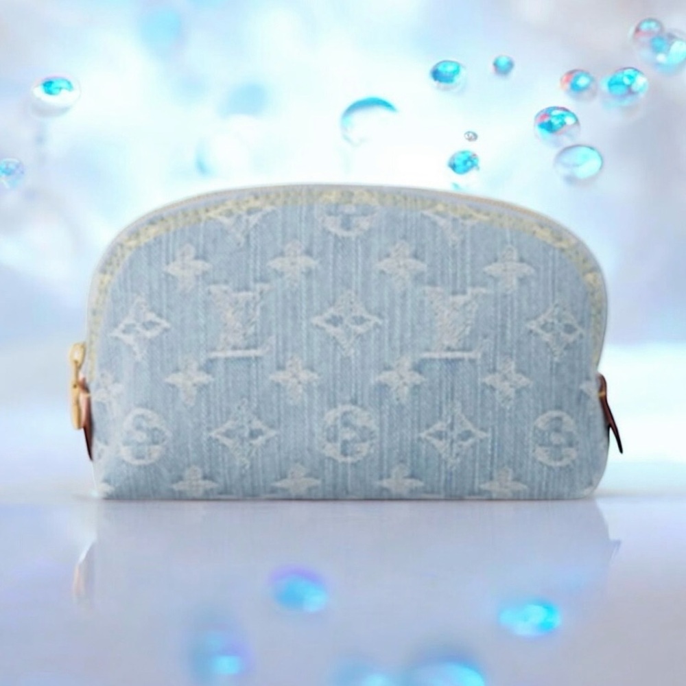 🆕💞LOUIS VUITTON Monogram Pochette Cosmetic Pouch • SKY BLUE DENIM • NWT